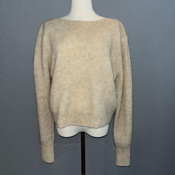 & OTHER STORIES - ALPACA BLEND Boatneck Puff Sleeve Cropped Sweater  EUC Small - Picture 1 of 10